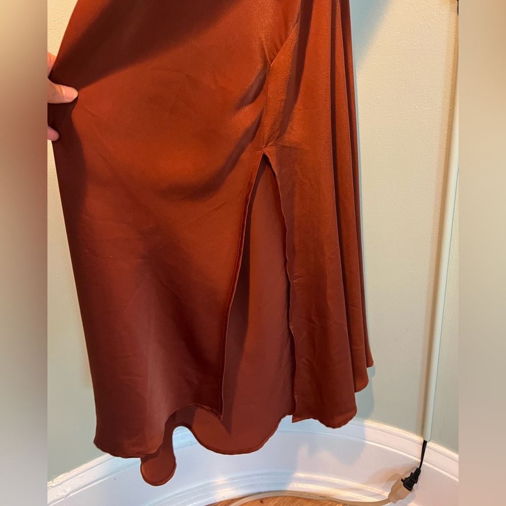 ASTR the label - Gaia Brown/Rust midi cowl neck slip dress with slit - EUC - Picture 4 of 6